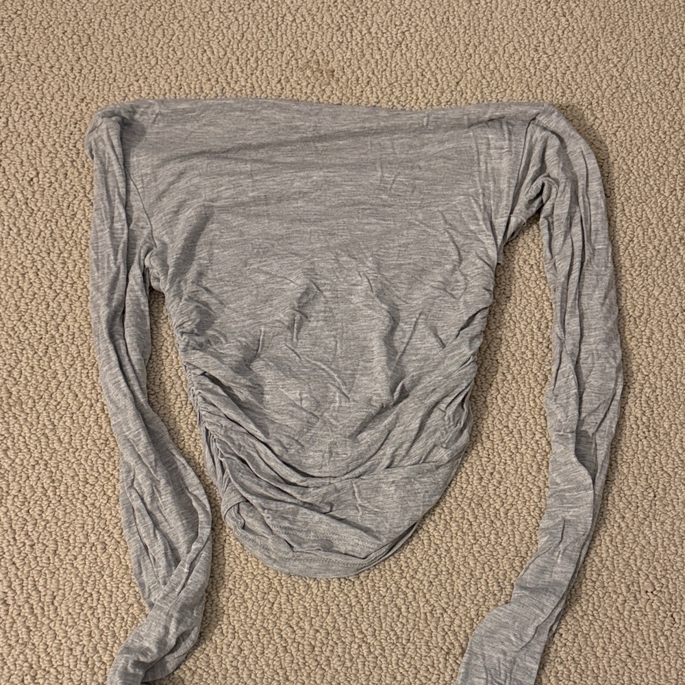 Silence + Noise Off Shoulder Light Gray Long Sleeve Top - Picture 3 of 4
